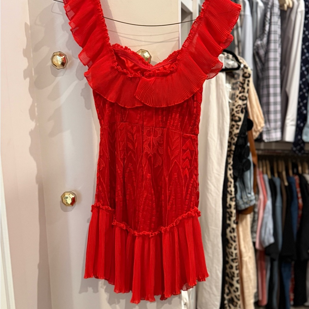 Hello Molly Red Ruffled Mini Dress